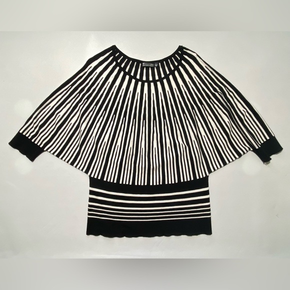 7Th Avenue Design Studio Sweaters - GOOD- Size S Womens 7th Avenue NY 3/4 Sleeve Sweater Rayon Nylon Bld Black White